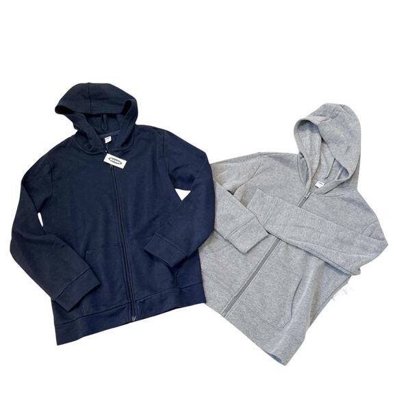 Old Navy Lot Of 2 Hoodies Zip Sweatshirt Kids Youth Uniform No Logo XL 14-16 New - Picture 1 of 5